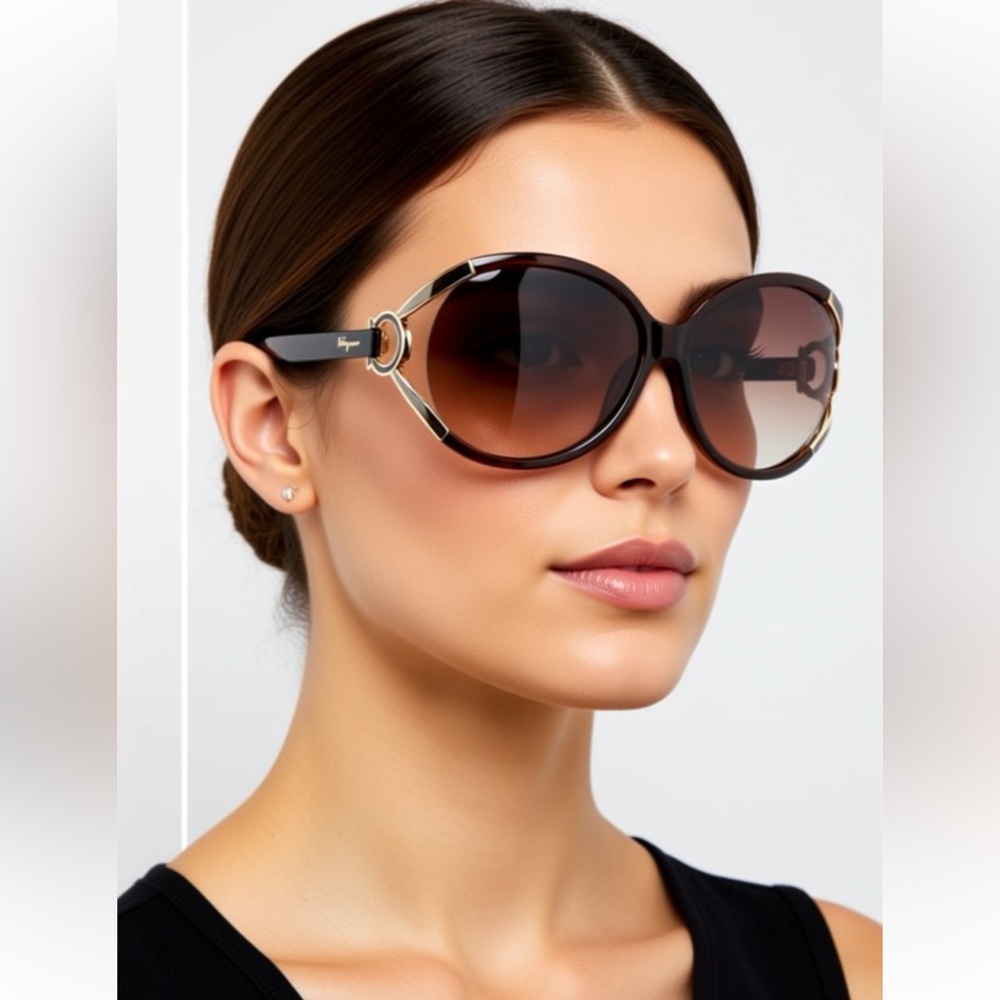 NWT Salvatore Ferragamo 59mm Oversized Sunglasses in Brown